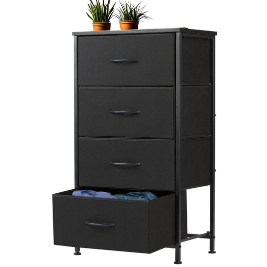 Fabric Dressers Cabinet with 4 Drawers, Large Capacity Storage Organizer, Chest of Drawers for Living Room, Bedroom, Black