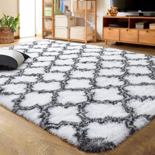 Geometric Area Rugs for Bedroom Living Room Decor 4'X 6' White/Black