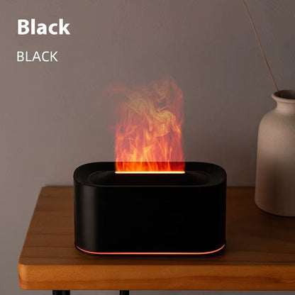 Seven-Color Aromatherapy Machine Bedroom Essential Oil Lamp Wood Grain Flame Humidifier Desktop Cracke New Style