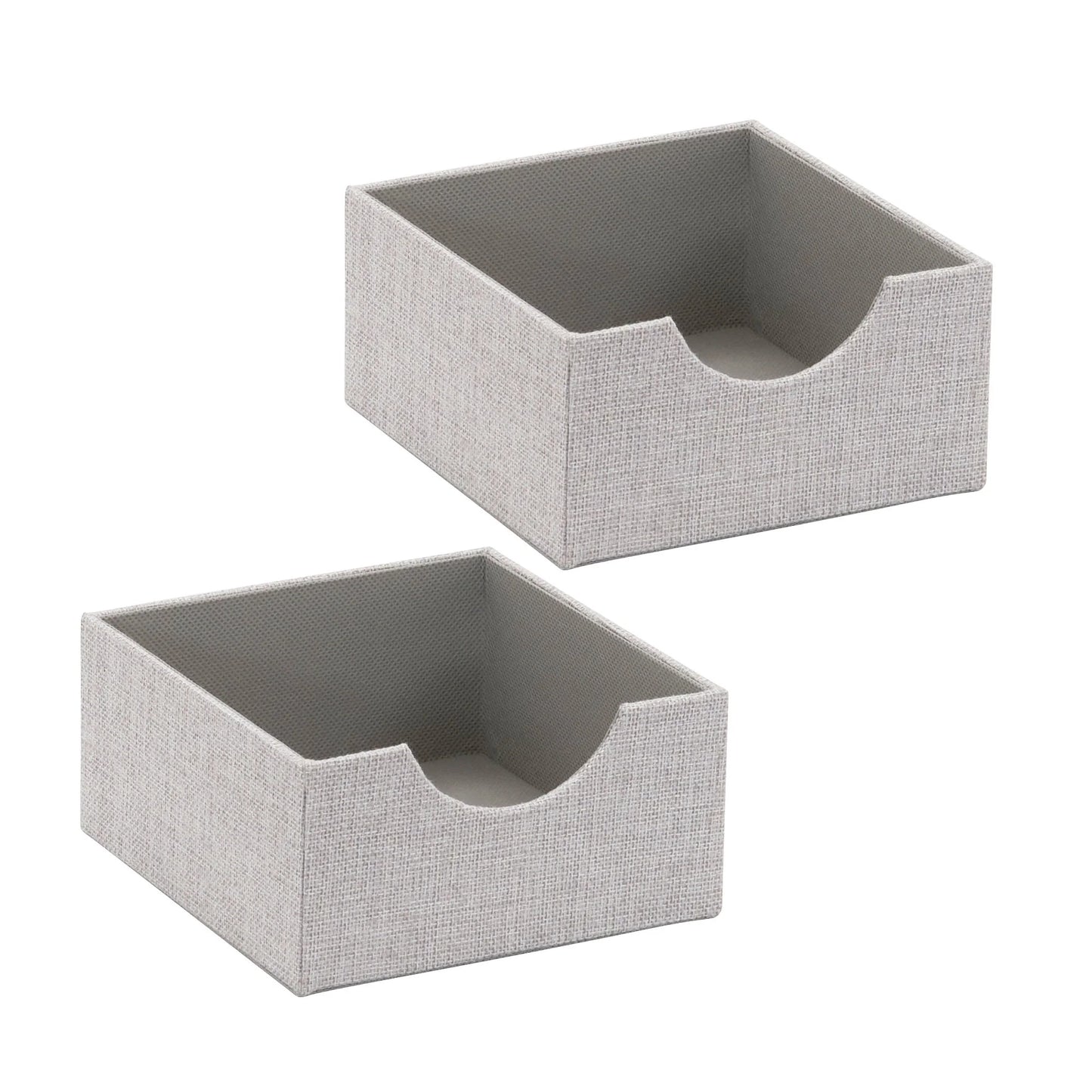 Square Organizer Tray 2 Pack, Small Organizer, Sleek and Stylish, Sturdy Frame with Fabric Covering, Gray