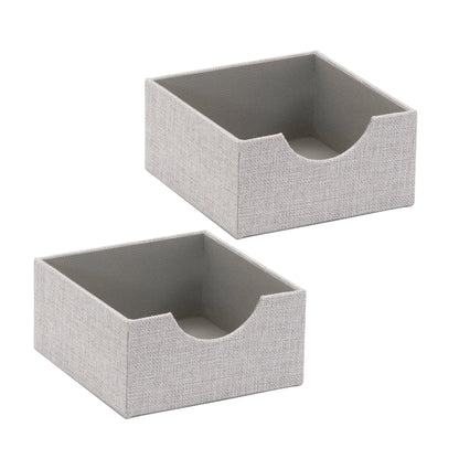 Square Organizer Tray 2 Pack, Small Organizer, Sleek and Stylish, Sturdy Frame with Fabric Covering, Gray