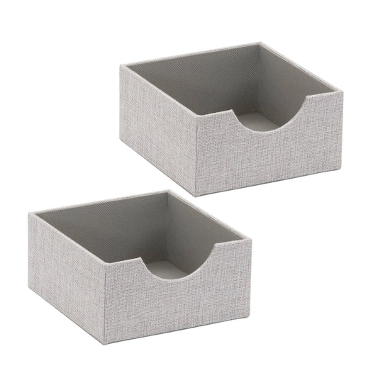 Square Organizer Tray 2 Pack, Small Organizer, Sleek and Stylish, Sturdy Frame with Fabric Covering, Gray
