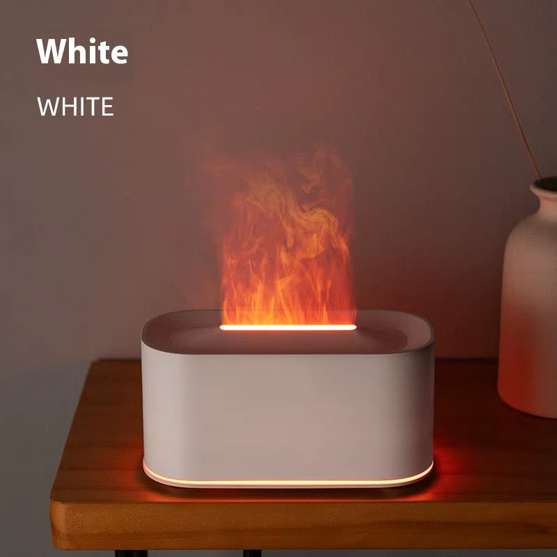 Seven-Color Aromatherapy Machine Bedroom Essential Oil Lamp Wood Grain Flame Humidifier Desktop Cracke New Style