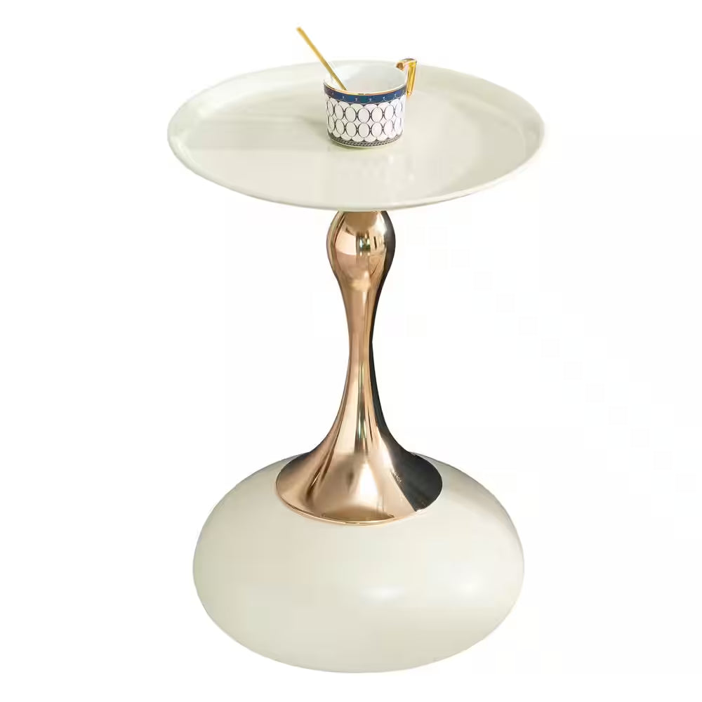 Small round Side Table for Small Space, Cocktail Table, Living Room Small Coffee Table, White End Table