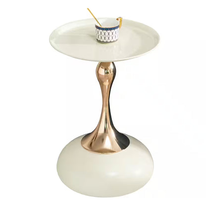 Small round Side Table for Small Space, Cocktail Table, Living Room Small Coffee Table, White End Table