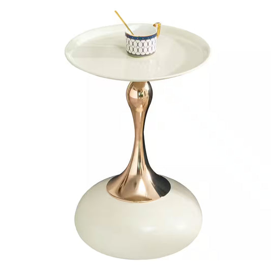 Small round Side Table for Small Space, Cocktail Table, Living Room Small Coffee Table, White End Table