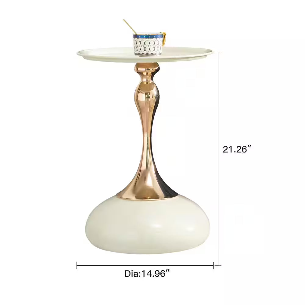 Small round Side Table for Small Space, Cocktail Table, Living Room Small Coffee Table, White End Table