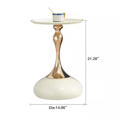 Small round Side Table for Small Space, Cocktail Table, Living Room Small Coffee Table, White End Table