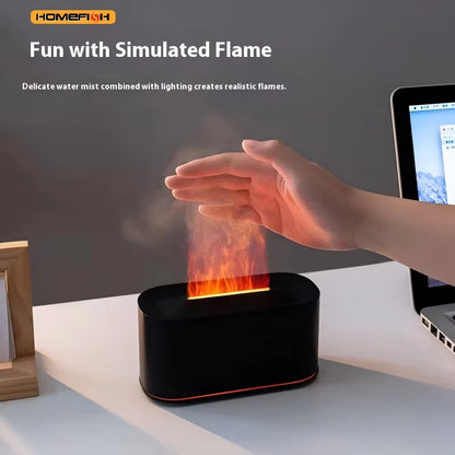 Seven-Color Aromatherapy Machine Bedroom Essential Oil Lamp Wood Grain Flame Humidifier Desktop Cracke New Style