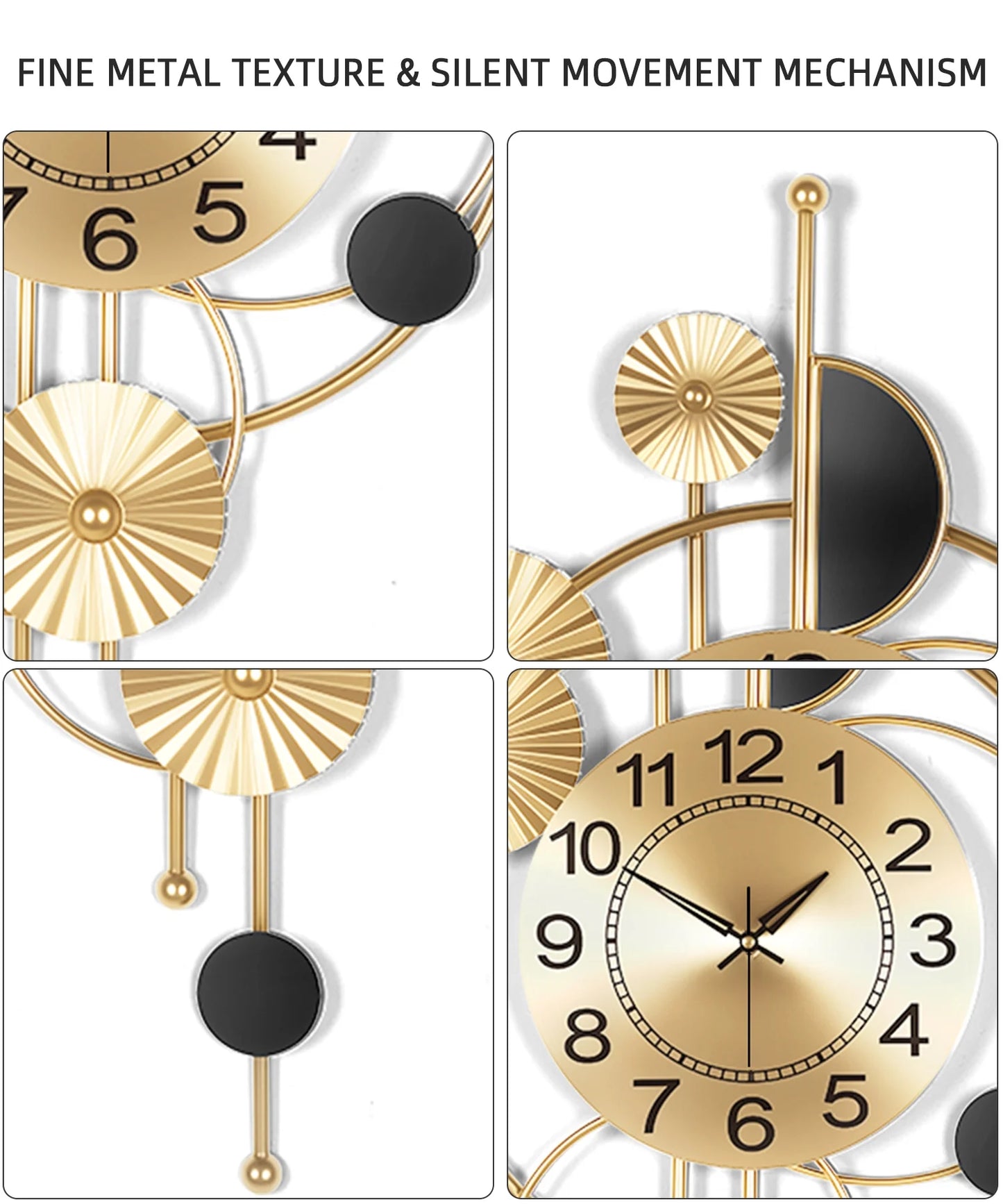 Wall Clock,Large Wall Clock,Wall Clocks for Living Room Decor Modern Silent Non-Ticking Metal Wall Art, Clock for Living Room, Kitchen, Bedroom, or Office Wall Decor (32")