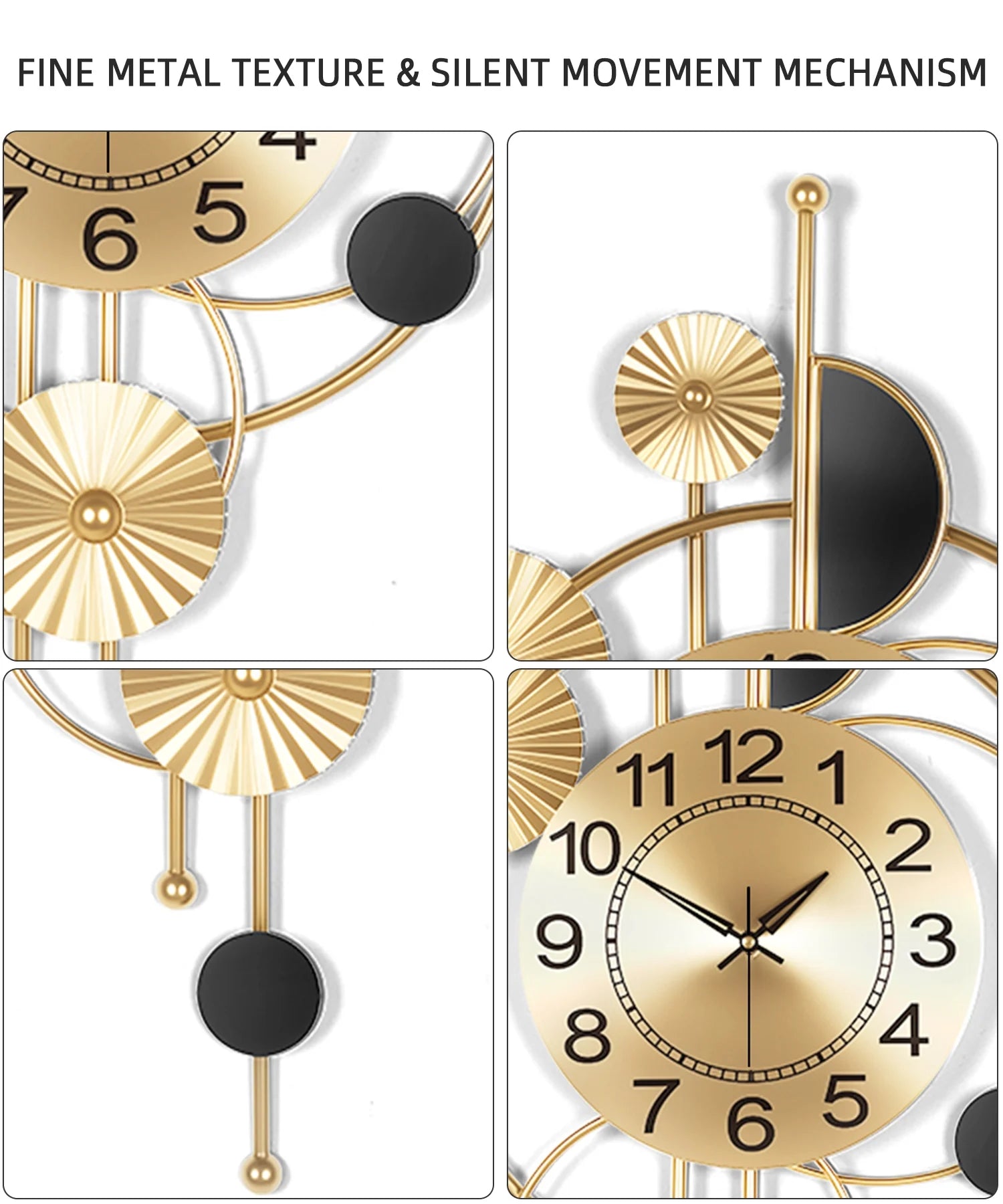 Wall Clock,Large Wall Clock,Wall Clocks for Living Room Decor Modern Silent Non-Ticking Metal Wall Art, Clock for Living Room, Kitchen, Bedroom, or Office Wall Decor (32")
