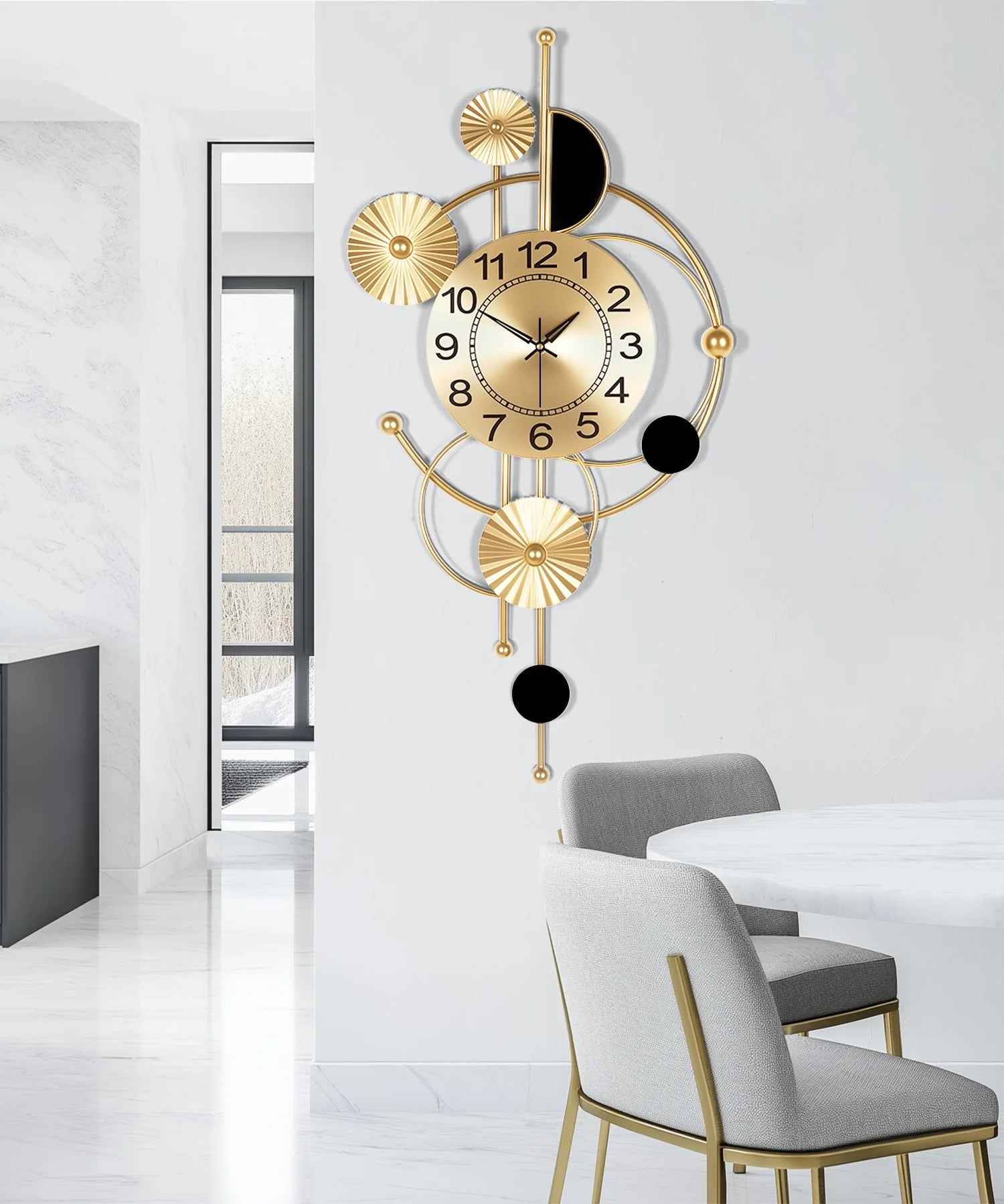 Wall Clock,Large Wall Clock,Wall Clocks for Living Room Decor Modern Silent Non-Ticking Metal Wall Art, Clock for Living Room, Kitchen, Bedroom, or Office Wall Decor (32")