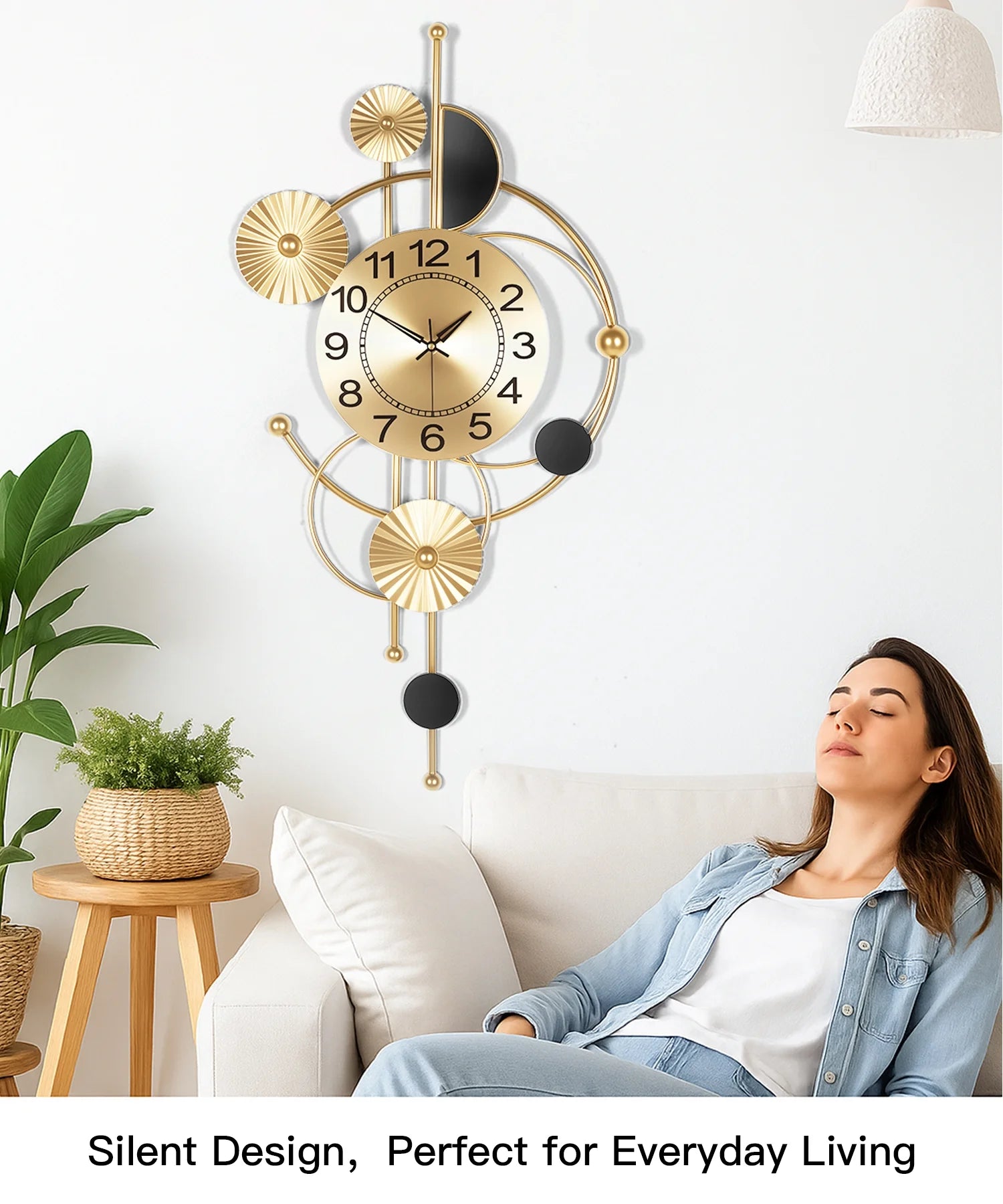 Wall Clock,Large Wall Clock,Wall Clocks for Living Room Decor Modern Silent Non-Ticking Metal Wall Art, Clock for Living Room, Kitchen, Bedroom, or Office Wall Decor (32")