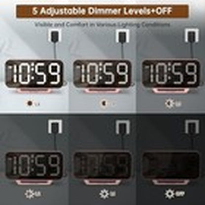 Slim Digital Mirror Alarm Clock Bedroom Living Room Decor Plug