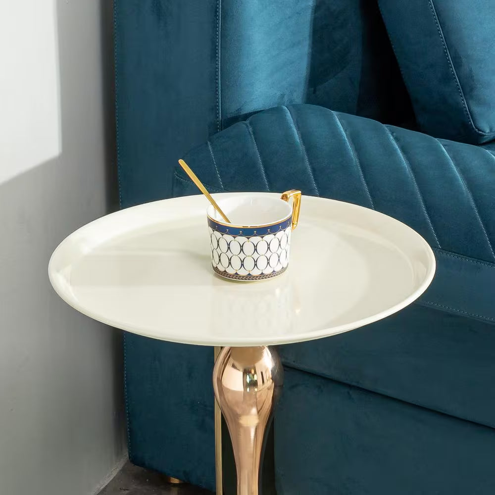 Small round Side Table for Small Space, Cocktail Table, Living Room Small Coffee Table, White End Table