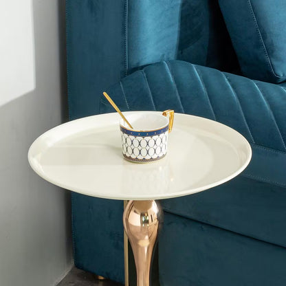 Small round Side Table for Small Space, Cocktail Table, Living Room Small Coffee Table, White End Table