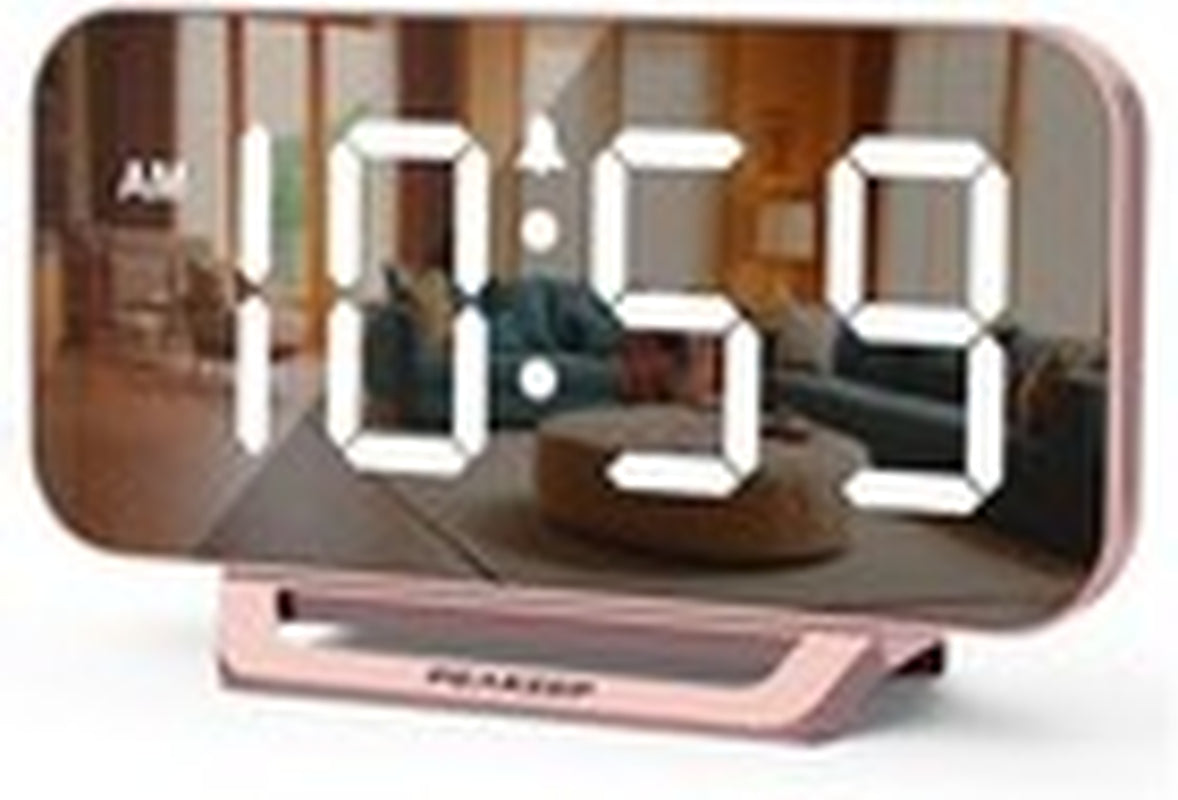 Slim Digital Mirror Alarm Clock Bedroom Living Room Decor Plug